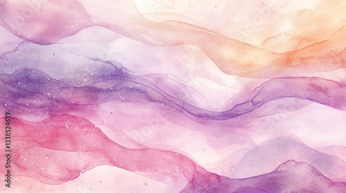 Abstract Watercolor Background With Pastel Waves And Flowing Colors