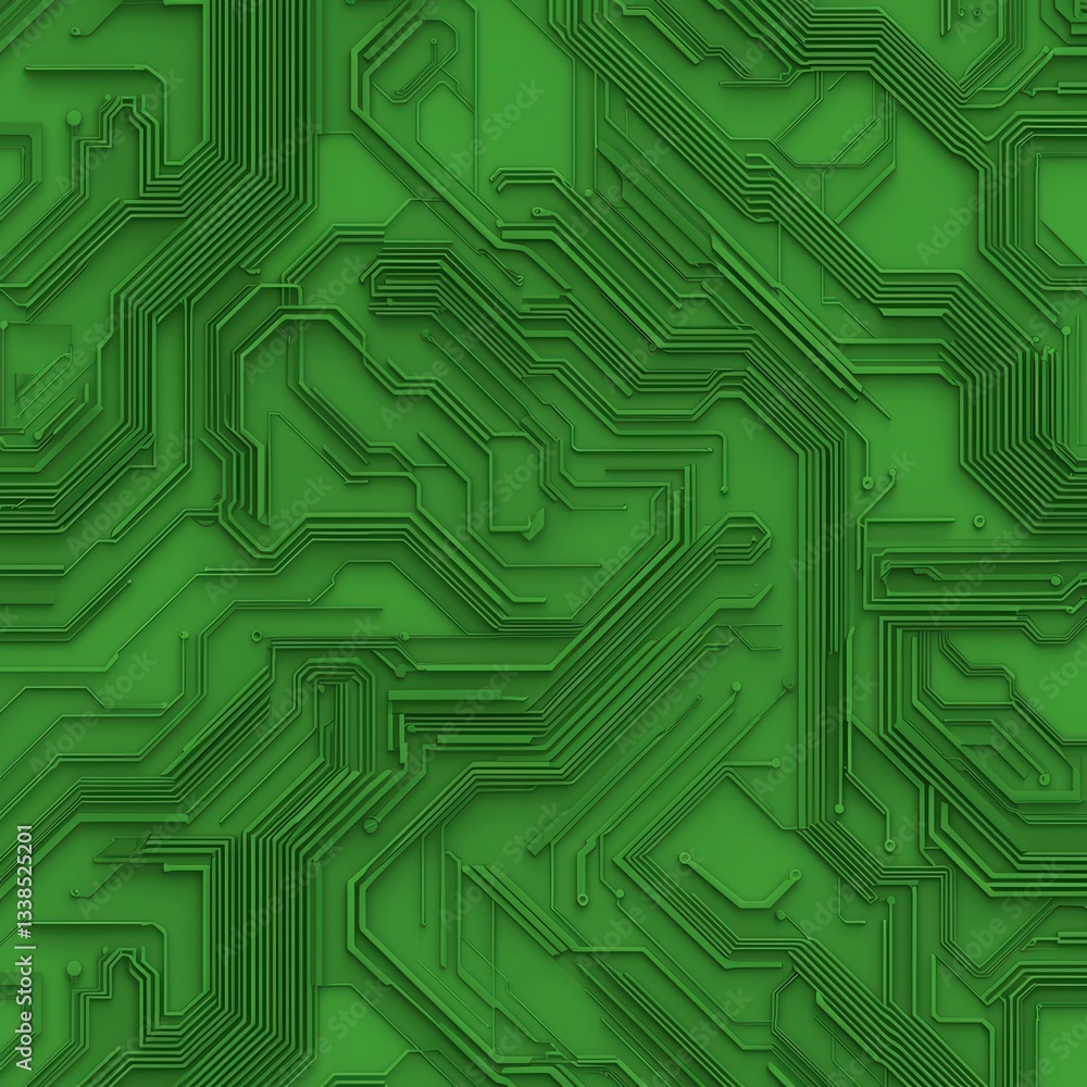future electronic circuit concept, Green circuit board pattern with intricate lines and connections. future electronic circuit concept, Green circuit board pattern with intricate lines and connections.