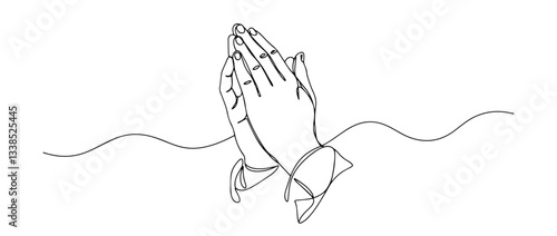 praying hands outline one line vector shape