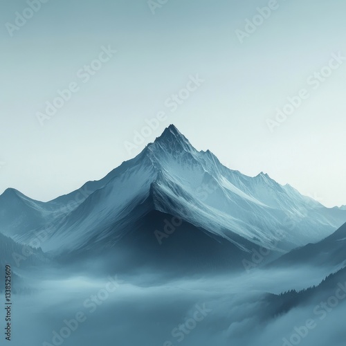 Majestic Mountain Peak Surrounded by Soft Misty Landscape