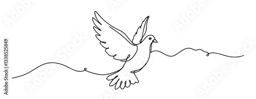 flying dove outline one line vector shape
