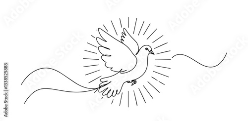 holy spirit dove outline one line vector shape