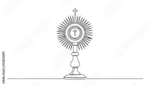 monstrance hand drawing one line vector monoline