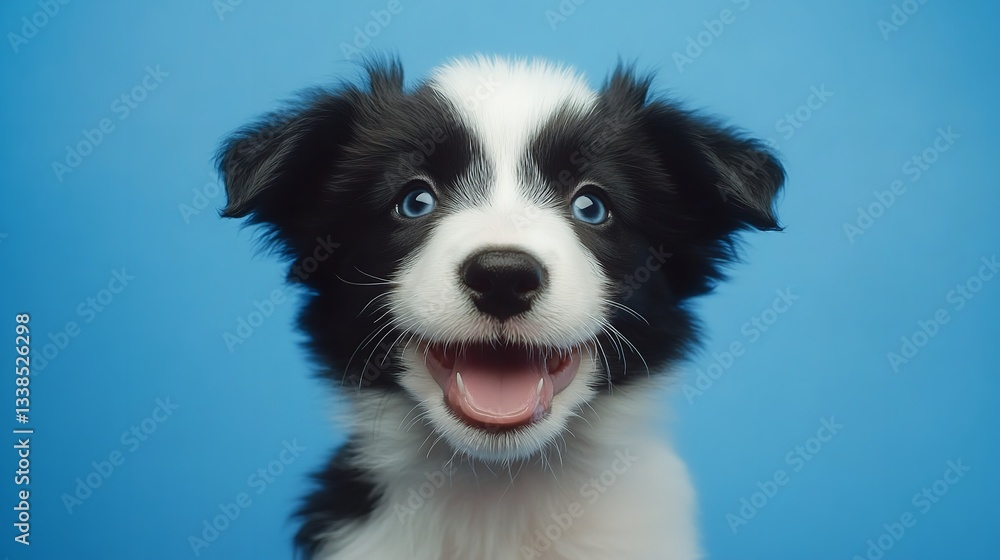 Funny studio portrait of cute smiling puppy dog Funny studio portrait of cute smiling puppy dog