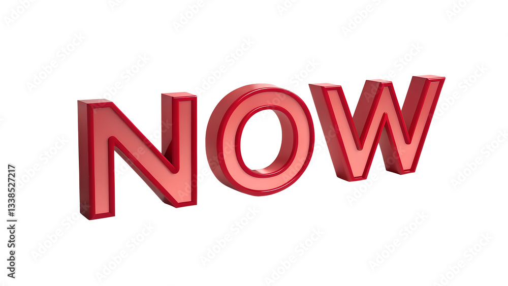 3D Letter NOW in Fiery Red on a Transparent Background 3D Letter NOW in Fiery Red on a Transparent Background