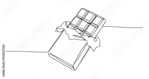 chocolate bar sweet dessert cocoa vector monoline one line line art