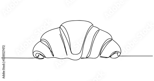 croissant french pastry bakery breakfast vector monoline one line line art