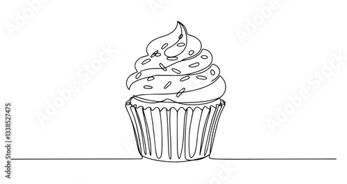 bundt cake sweet dessert bakery vector monoline one line line art