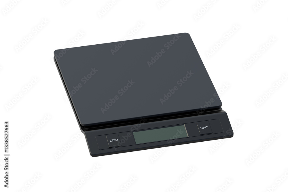 Kitchen scales isolated on white background. Modern electronic culinary weight. 3d render Kitchen scales isolated on white background. Modern electronic culinary weight. 3d render