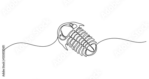 trilobite prehistoric fossil arthropod vector monoline one line line art