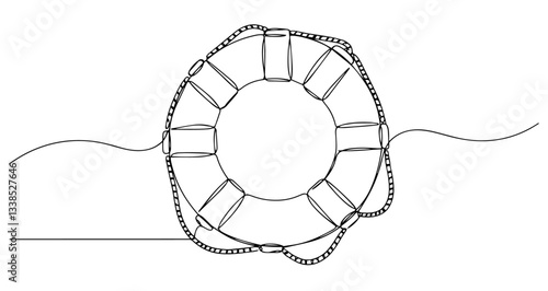 lifebuoy rescue ring nautical safety vector monoline one line line art