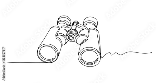 binoculars optical zoom vision equipment vector monoline one line line art