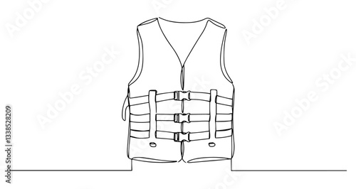 life jacket safety flotation vest rescue vector monoline one line line art