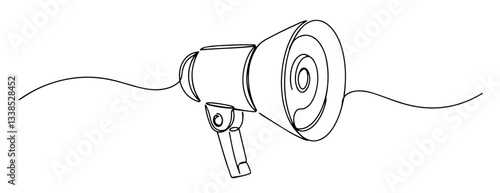 megaphone monoline vector, one line loudspeaker line art