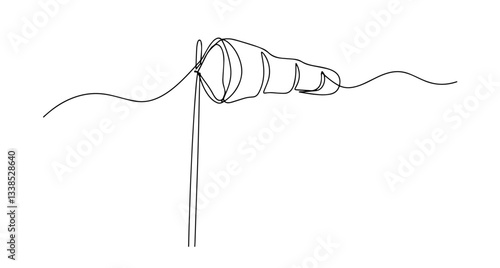 windsock airport wind direction illustration line art one line vector monoline