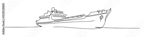 cruise ship ferry boat illustration line art one line vector monoline