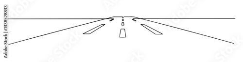 airport runway perspective illustration line art one line vector monoline