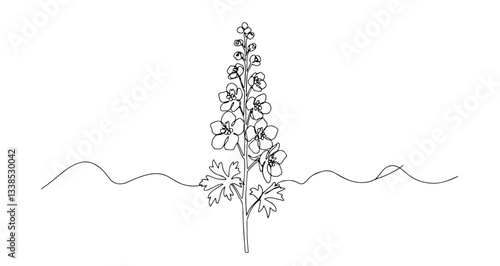 lupine flower vector monoline one line line art sketch illustration