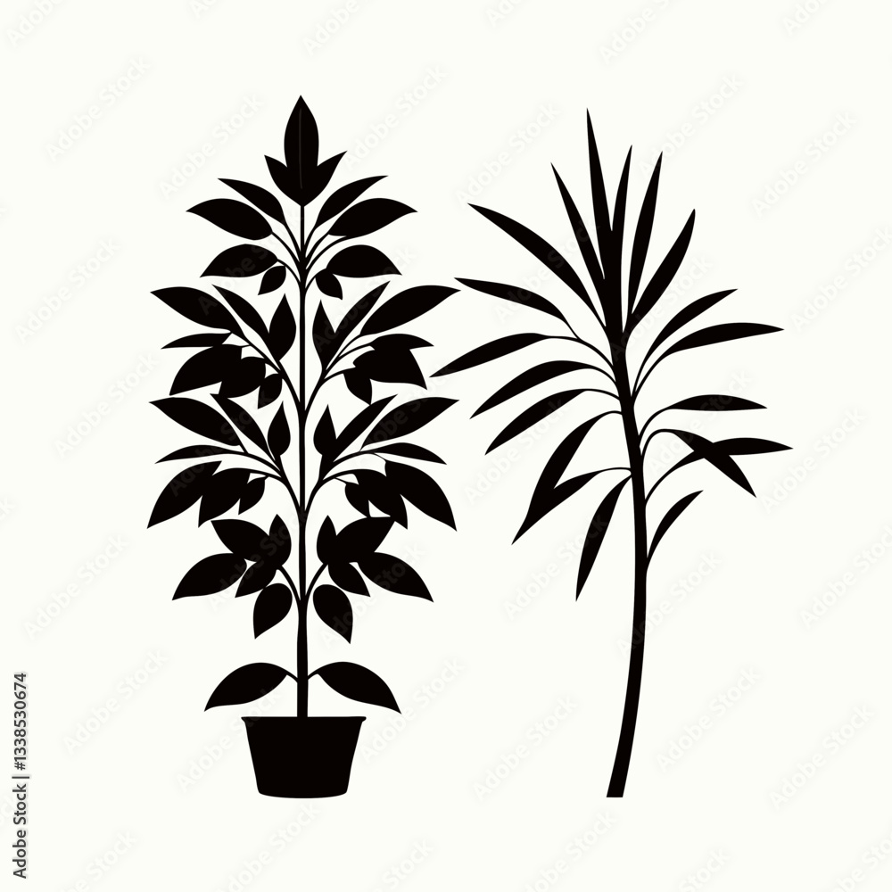 Potted plant vector illustration with green leaves Potted plant vector illustration with green leaves