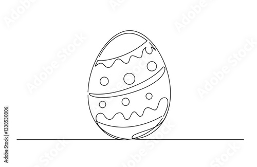 easter egg decorated vector monoline one line line art sketch illustration