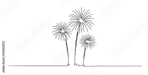fireworks vector monoline one line line art sketch illustration