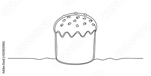 sweet cupcake monoline vector, one line dessert illustration