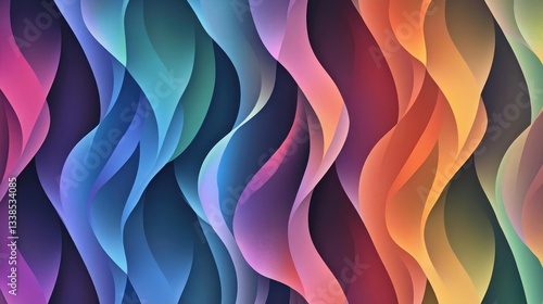 Colorful Abstract Waves in Smooth Gradient Design Creating Dynamic Visual Texture