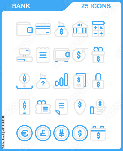 banking icon set with dual tone style, business and finance icons, investment elements