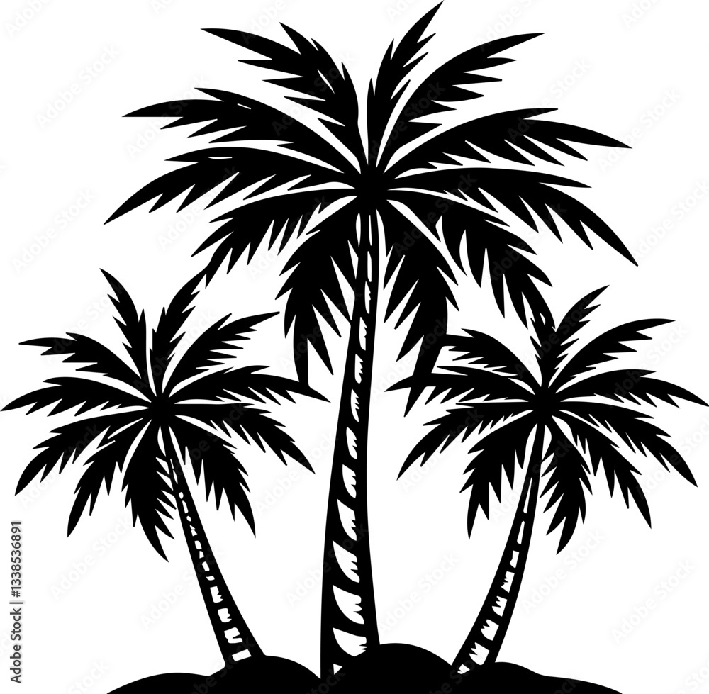 Obraz premium Palm Tree silhouette Vector Illustration