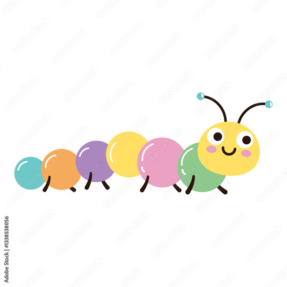 Obraz premium Vector image of a cute crawling caterpillar