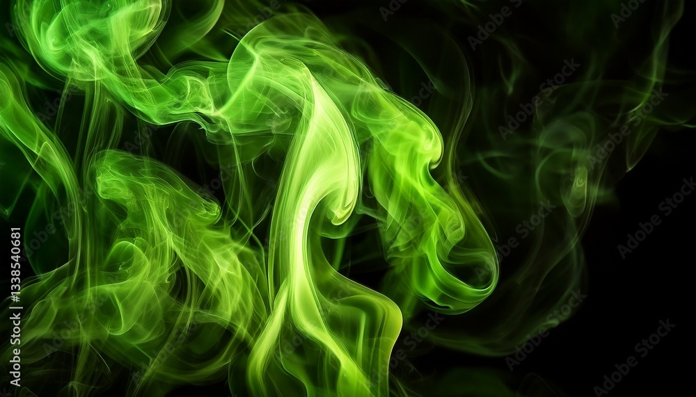 Obraz premium green smoke on black background