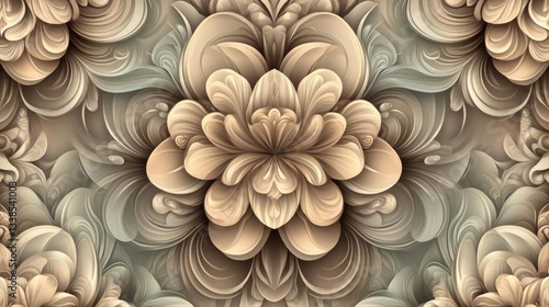 Elegant Beige And Brown Floral Seamless Pattern Backgrounds Design for Fabric and Wallpaper Design Elements with Natural Textures and Detailed Intricate Patterns and Seamless Repeating Florals in