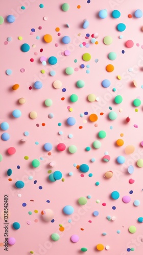 Colorful Confetti on Pink Background Perfect for Celebrations