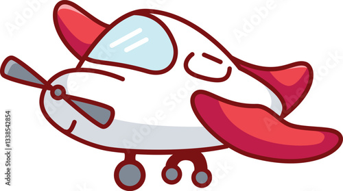 Red Plane Toy Vector Illustration Icon. Flat Cartoon Style