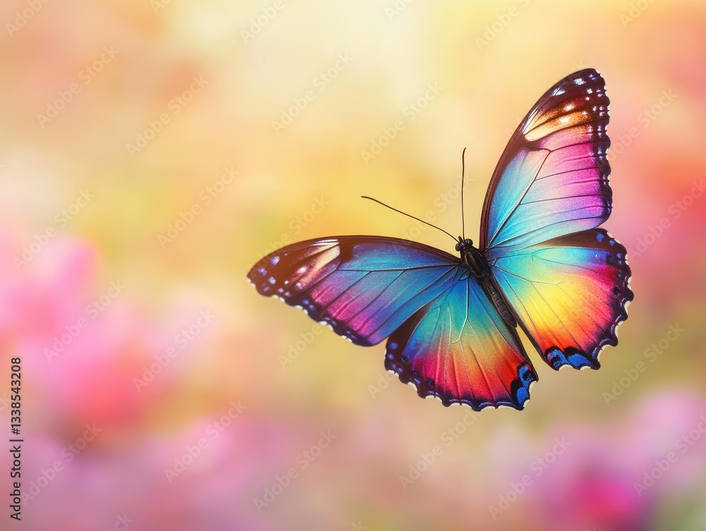 Vibrant Butterfly with Colorful Wings Against a Soft Background Vibrant Butterfly with Colorful Wings Against a Soft Background