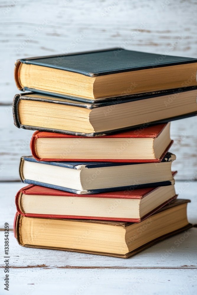 Fototapeta premium Stacked books, library or study room setting