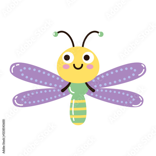 Vector image of a cute dragonfly