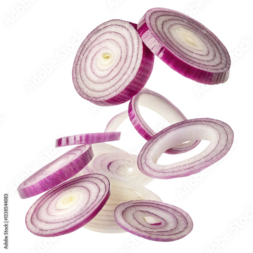 Red Onion Slices, Food Photo isolated on transparent background