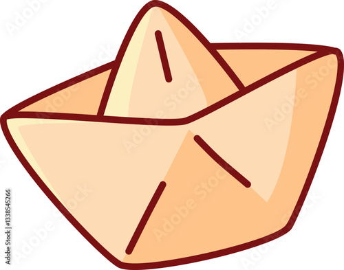 Paper Ship Origami Vector Illustration Icon. Flat Cartoon Style