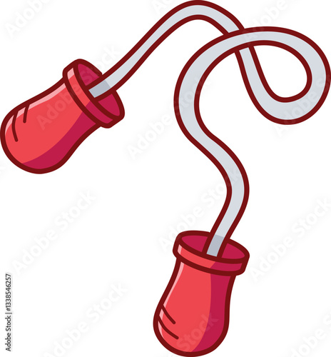 Red Jumping Rope Vector Illustration Icon. Flat Cartoon Style