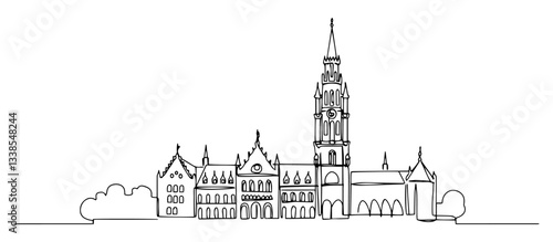 Brussels capital of Belgium linear monoline vector black and white graphic thin oneline