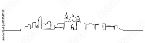 Mexico City capital of Mexico linear monoline vector black and white graphic thin oneline