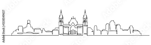 Ottawa capital of Canada linear monoline vector black and white graphic thin oneline