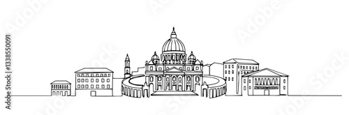 Rome linear monoline vector black and white graphic thin oneline