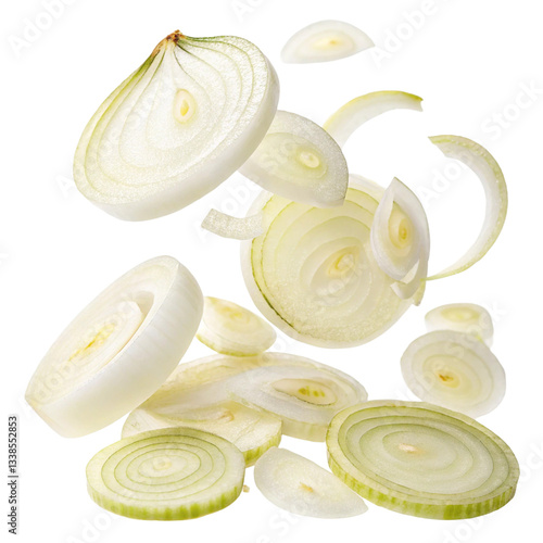 Floating Fennel Slices: Food Photo isolated on transparent background