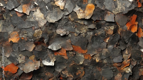 Abstract Texture Of Dark And Orange Rock Fragments