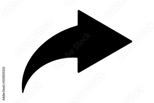 Black share arrow icon, curved forward symbol for social media and communication apps. Minimalistic share button for web, mobile, and UI UX design