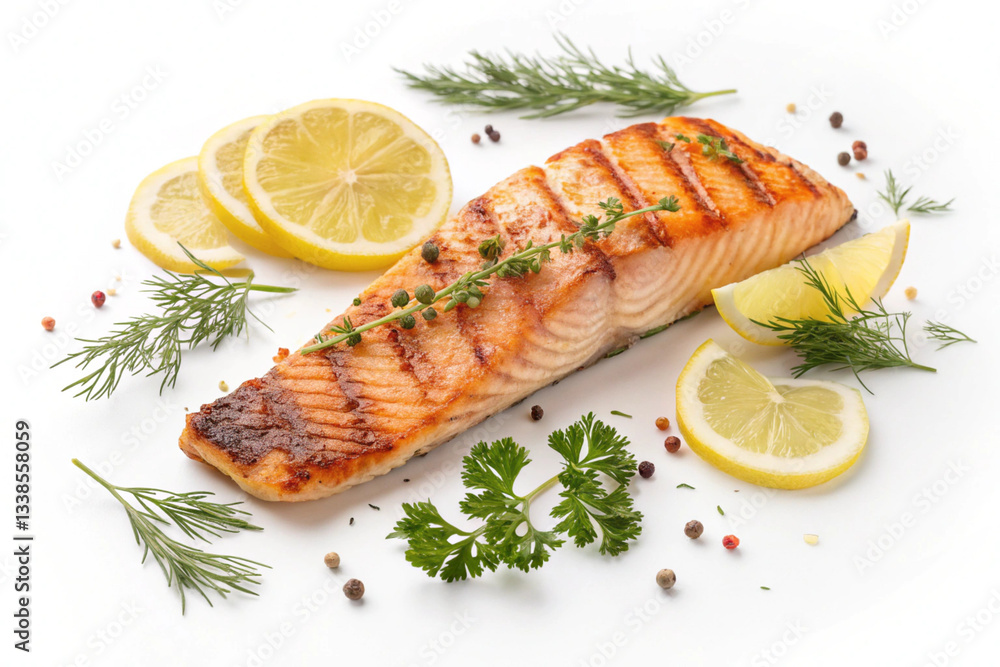 Delicious Grilled Salmon Fillet with Lemon and Herbs Delicious Grilled Salmon Fillet with Lemon and Herbs