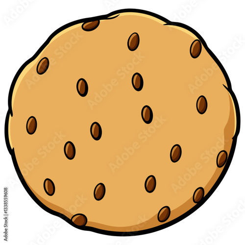 Chocolate chip cookie cartoon illustration  
