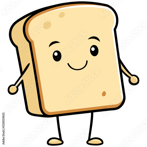 Smiling cartoon slice of bread illustration  
